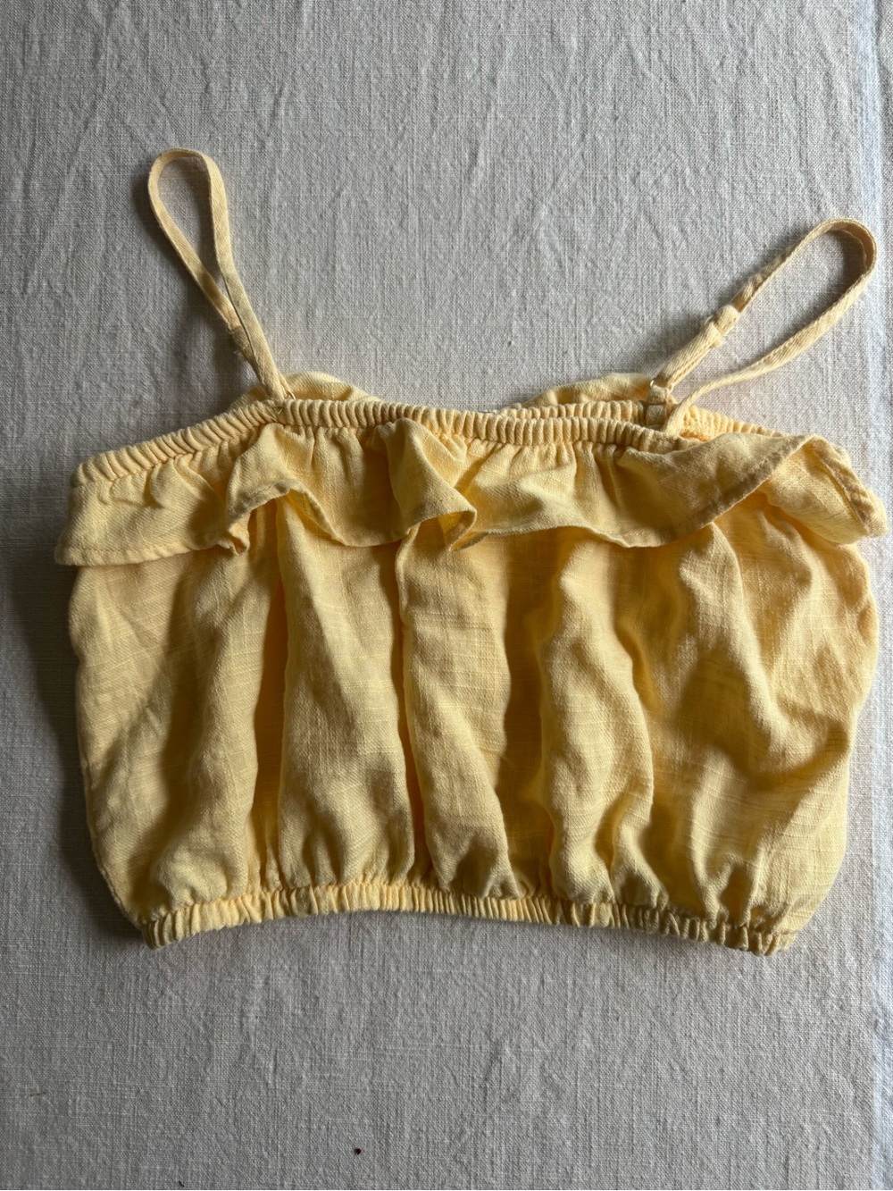 Yellow Ruffle Crop Top - Lightweight Summer Layer